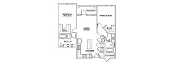 a floor plan of a single story home with bedrooms and a bathroom