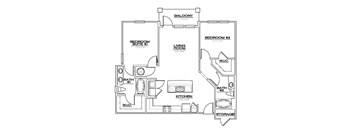 a floor plan of a small house with bedrooms and a living room