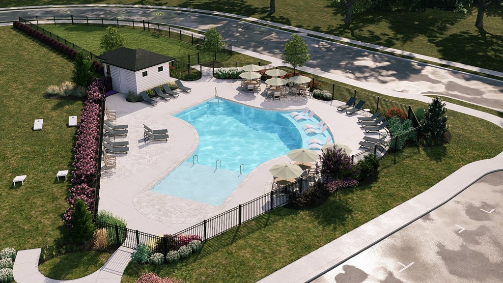 Aerial view the pool area