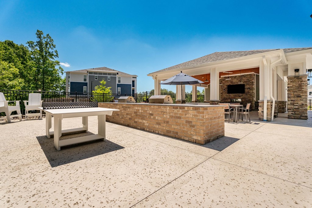Amenities poolside at Hawthorne at the Forest