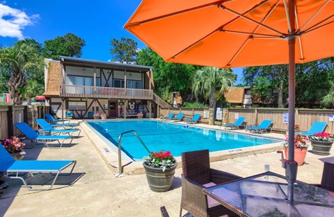 the swimming pool at our apartments