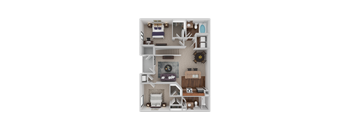 A 3D rendered image of a dollhouse interior.