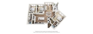 A 3D Floorplan of an apartment at Lofts at Seacrest Beach.