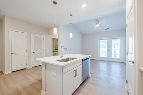 A kitchen with a sink and a dishwasher.