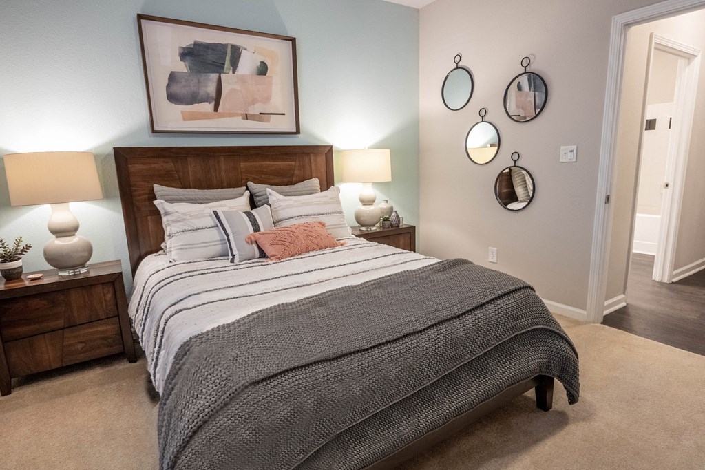 Home Interior Highlight Spacious Bedrooms with Large Windows and Ceiling Fan