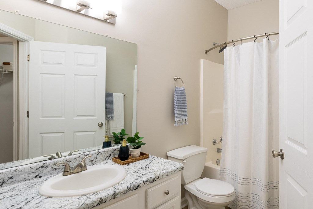 a bathroom with a sink and a toilet and a shower