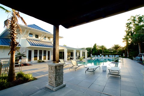 sparkling swimming pool at Ocean Blue Apartments in Jacksonville, FL