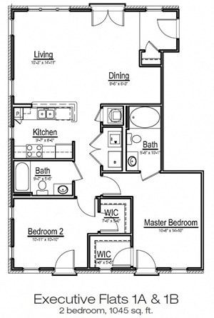Floorplan Photos Gallery Executive Flats 2-bedroom apartment home at Main Street Square