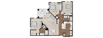 a floor plan of a room with a wooden floor