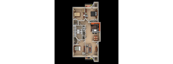 Three bedroom, two bathroom floor plan at The Summit on 401 in Fayetteville, NC