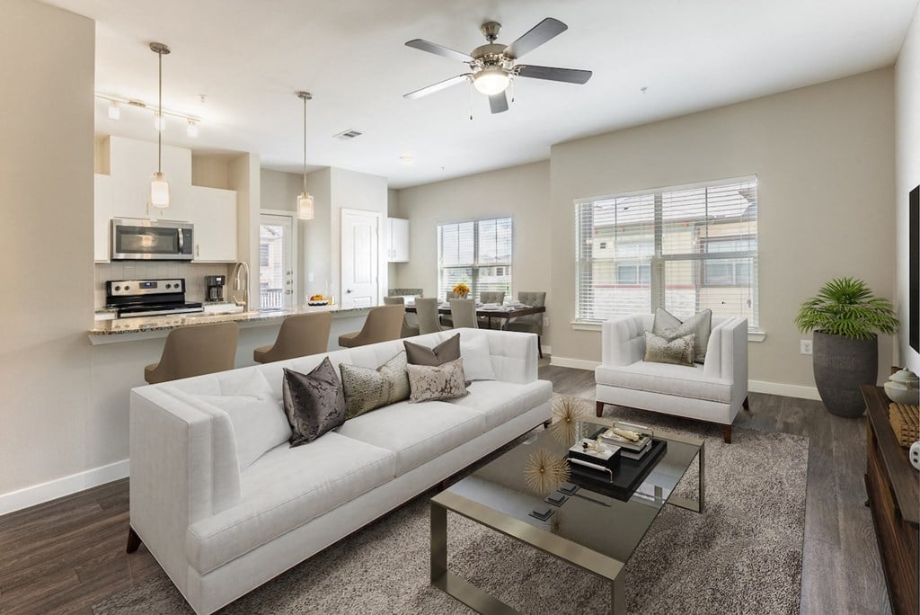 a living room with a couch and a coffee table