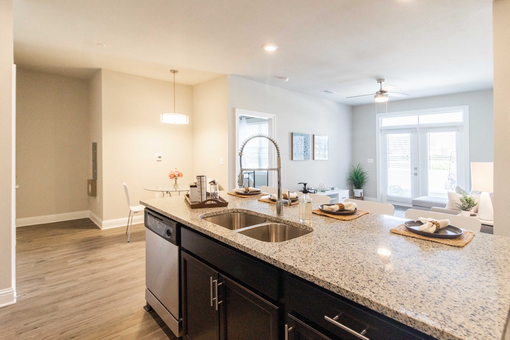 the preserve at ballantyne commons apartment kitchen and living room