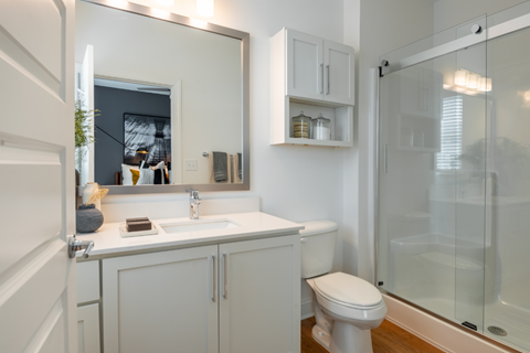 Modern Bathroom with Walk-in Shower and Quartz Countertops
