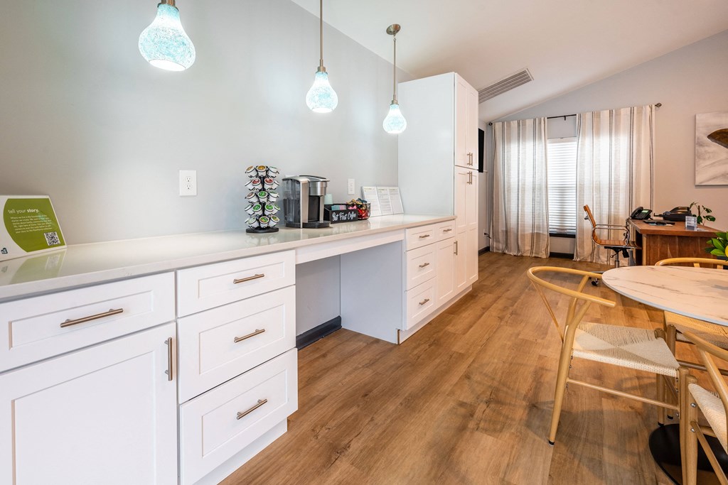 coffee bar in clubhouse