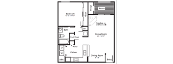a floor plan of a house with a bedroom and a living room