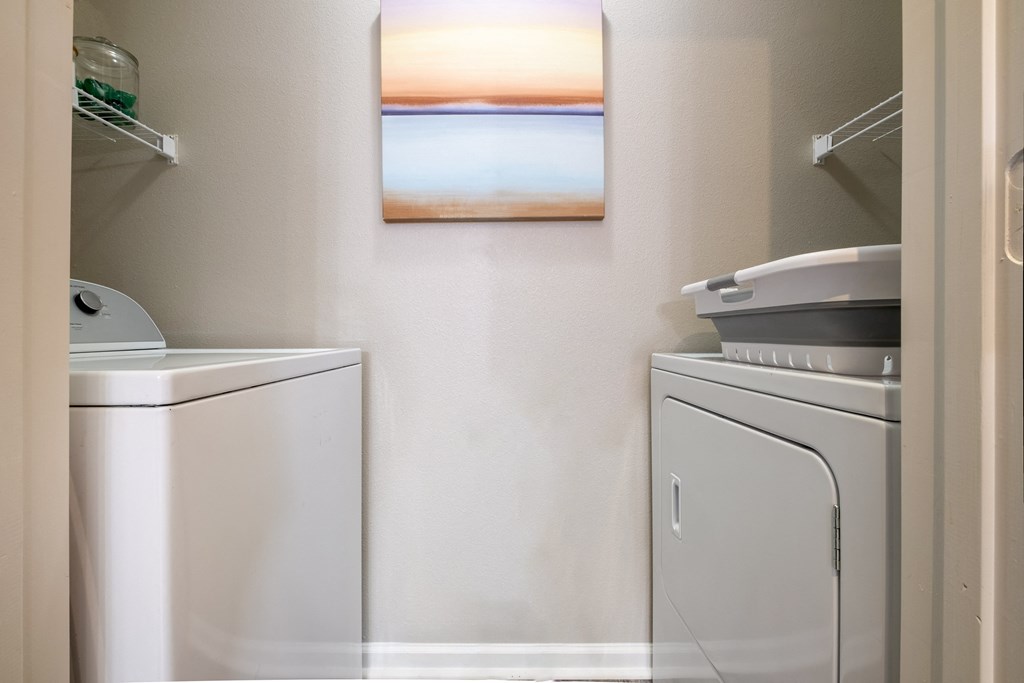 a washer and dryer in a laundry room