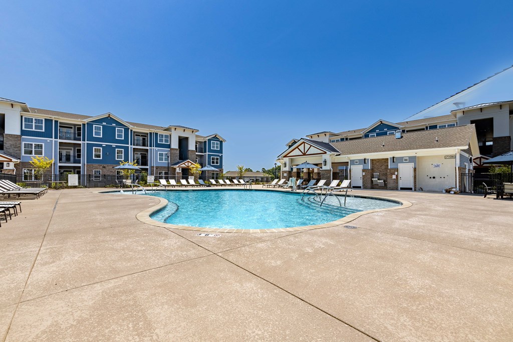 our apartments have a resort style pool with lounge chairs