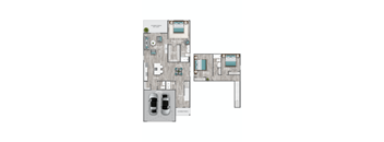 a floor plan of a house and a car