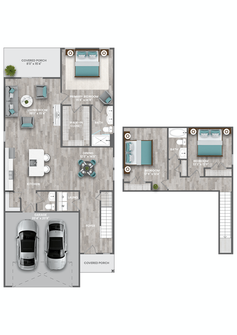 a floor plan of a house and a car