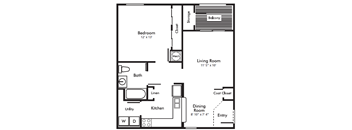 a floor plan of a house with a bedroom and a living room