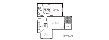 a floor plan of a house with a bedroom and a living room