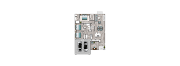 3d floor plan of a 4 bedroom 2100 sqft apartment