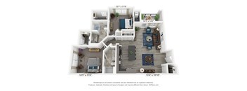 The Champagne is a 2 bedroom, 2 bathroom floor plan at 8 West in Greensboro, NC