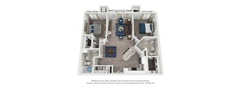 The Piedmont is a 2 bedroom, 2 bathroom floor plan at 8 West in Greensboro, NC