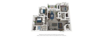 The Hadley is a 3 bedroom, 2 bathroom floor plan at 8 West in Greensboro, NC