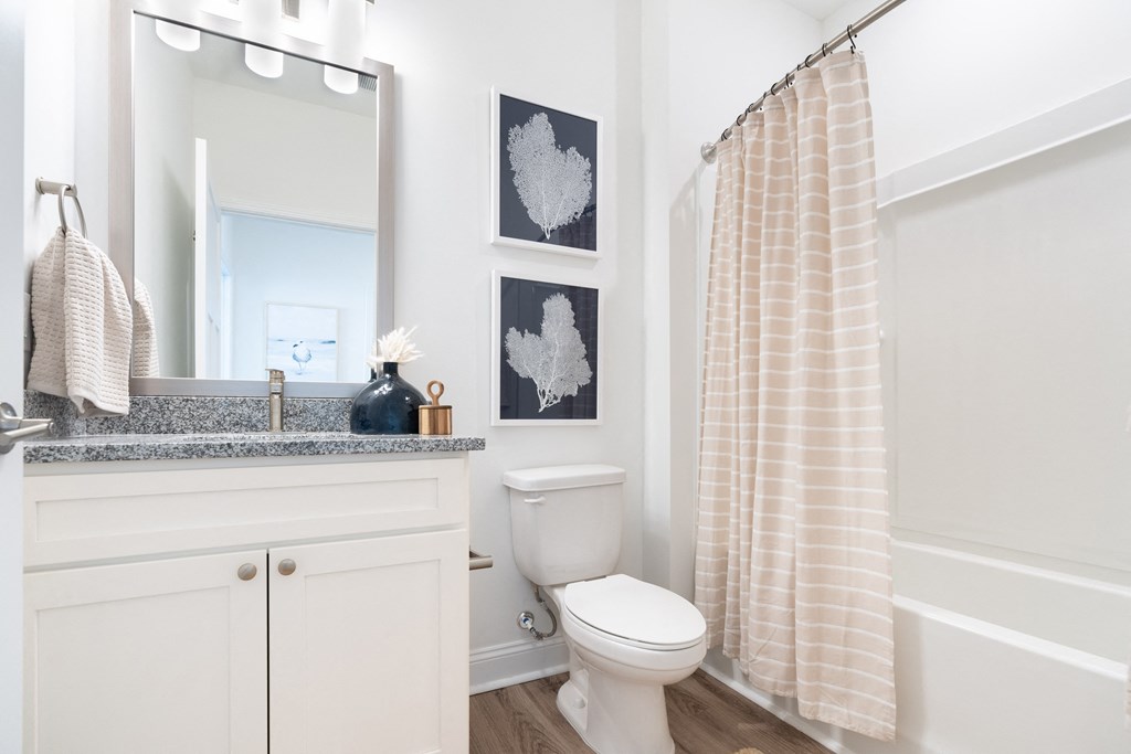 A white toilet sits next to a sink in a bathroom.