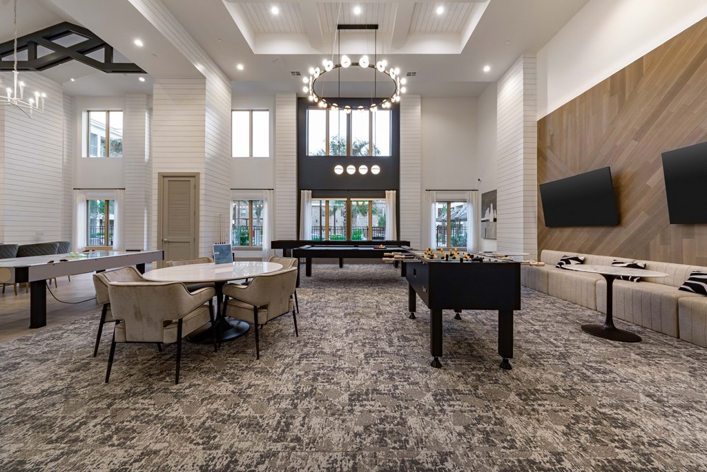 Expansive Clubhouse with a Pool Table and Lounge Seating