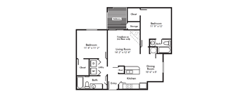 a floor plan of a house with a bedroom and a living room