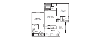 a floor plan of a house with a bedroom and a living room
