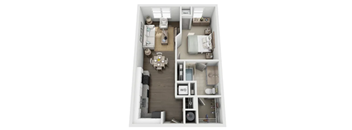 a bedroom with a bed a mirror and a sink