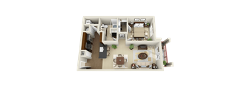a 3d floor plan of a studio apartment