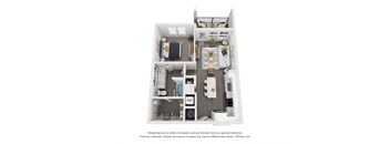 a stylized floor plan of a 1 bedroom192 sqft