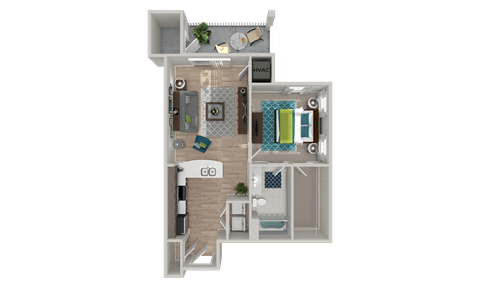 A2 Floor Plan at Crabtree Lakeside in Raleigh, NC
