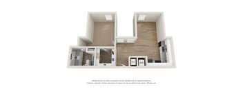 a stylized floor plan of a 1 bedroom apartment