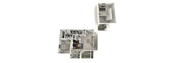 a stylized floor plan of a 2100 sq ft apartment