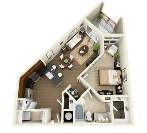 a floor plan of a 1 bedroom apartment