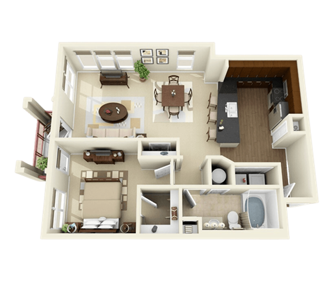a 3d drawing of the apartment