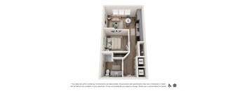 S1 floor plan with an open layout and washer and dryer included
