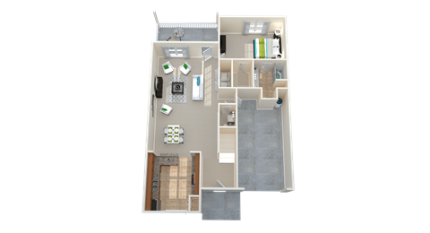 a floor plan of a house with a bedroom and a living room