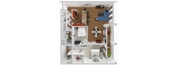 a floor plan of a house with a bedroom and a living room