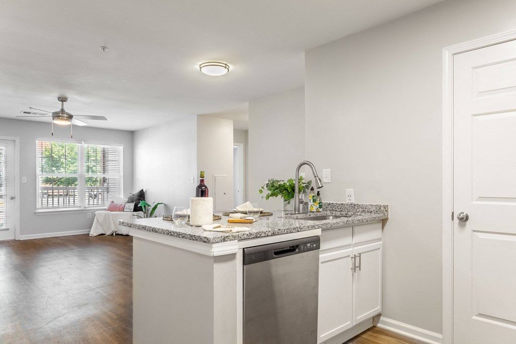 a kitchen with a sink and a dishwasher in a house