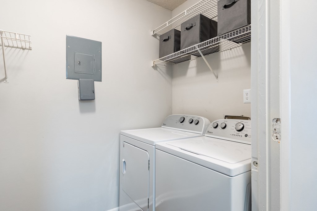 a washer and dryer in a laundry room
