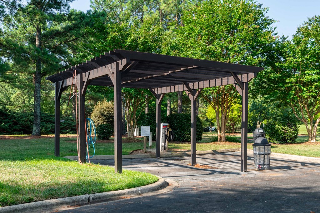 a picnic shelter in a park