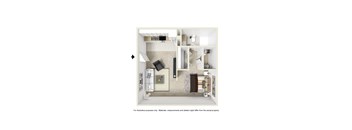 a floor plan of a one bedroom apartment with a bathroom and kitchen