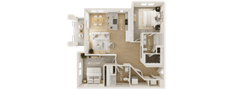 A 3D floor plan of a house with dimensions and room layout.