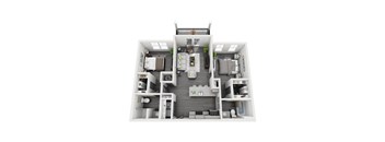 a floor plan with a bedroom and a living room